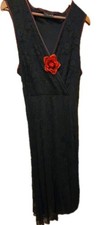 Black Single Rose Dress By Iceni  Size 22  With Lined Mesh Flaired Skirt.
