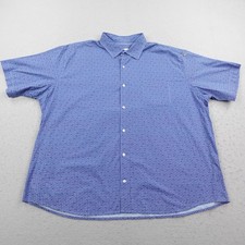 Peter Millar Shirt Mens 2XL XXL Blue Wave Print AOP Button Up Performance Flex