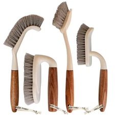 4 Pack Heavy Duty Scrub Brushes Set - Floor, Dish, Grout, Tile Cleaners