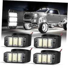 4PCS White Rock Lights, Super Bright Pure White 6000K Rock Lights for 4 Pods