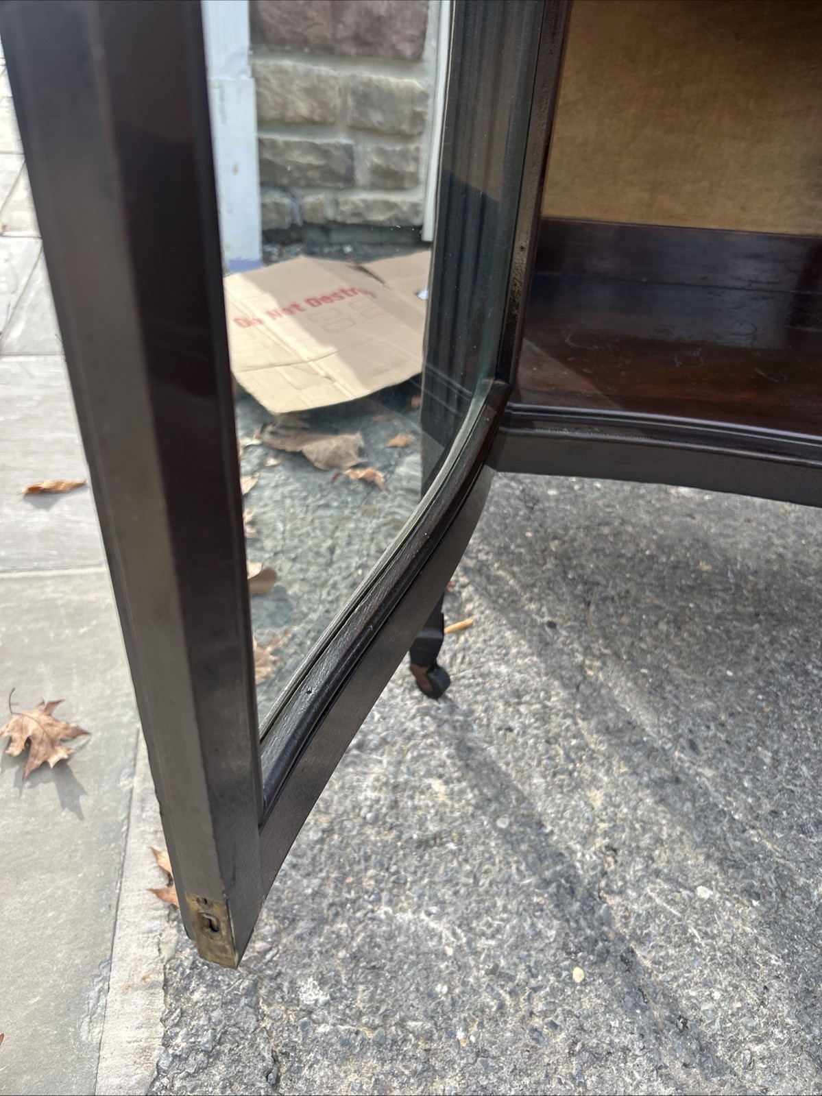 Antique wood cabinet curved glass Great Display Cabinet