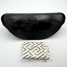VERSACE Black Embossed Medusa Head Leather Sunglasses Case w 2 cleaning cloths