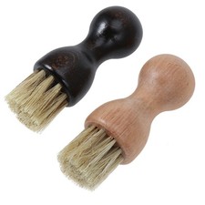2Pcs Pig Hair Beech Handle Shoes Cleaning Brushes Dedusting Polishing Brushes