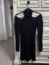 GUESS Women's Long Sleeve Camryn Rib Mix Dress Black NWT Medium