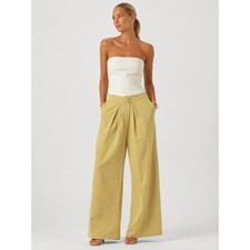 ASTR THE LABEL Maize Yellow Wide Leg High Waist Pleated Size M