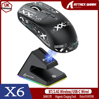 ATTACK SHARK X6 49g Gaming Mouse with Magnetic Charging Dock