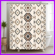 Western Aztec Shower Curtain, Boho Aztec Geometric Shower Curtain