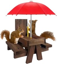 Wooden Squirrel Feeder Bird Pet Dining Table Bench Hanging Feeding Table Mini U