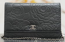 CHANEL Camellia Woc Chain Shoulder bag Crossbody Black Silver Women