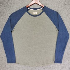 Marine Layer Signature Raglan T-Shirt Men's Large Green Blue USA Made Soft Slub