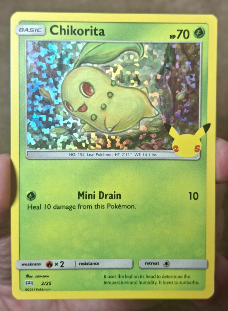 2021 POKEMON 25TH ANNIVERSARY McDONALD'S PROMO CHIKORITA HOLO CARD 2/25