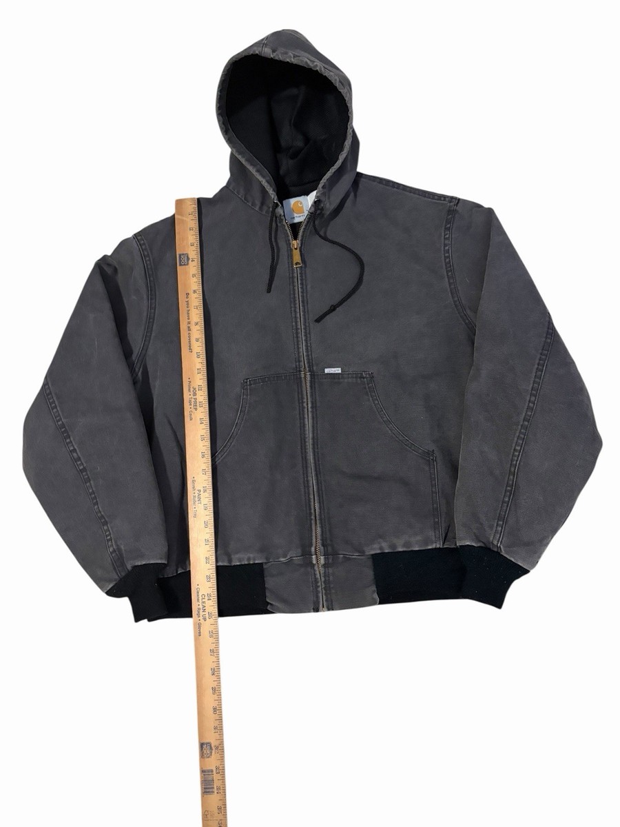 RARE VTG 80s Carhartt JR105 Jacket Gray Mens Large Hooded Thermal 
