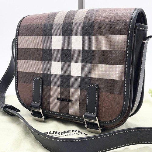 Burberry Tartan Check Shoulder Bag Brown PVC Leather Auth