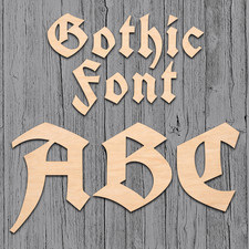 Gothic Font Wood Letters Numbers Cutout Unfinished Laser Cut 3mm Craft Thru 14"