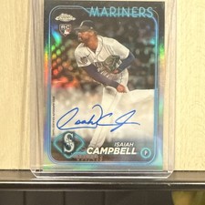 2024 Topps Chrome Rookie on Card Auto Isaiah Campbell #RA-IC (AU RC) Mariners . rookie card picture