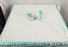 Cloud Island Baby Lovey Security Blanket Elephant Mint Green Chevron Satin 29  
