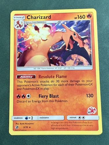RARE Dragon Majesty Pokemon TCG Charizard Card # 3/70 Battle Academy 2020 #39