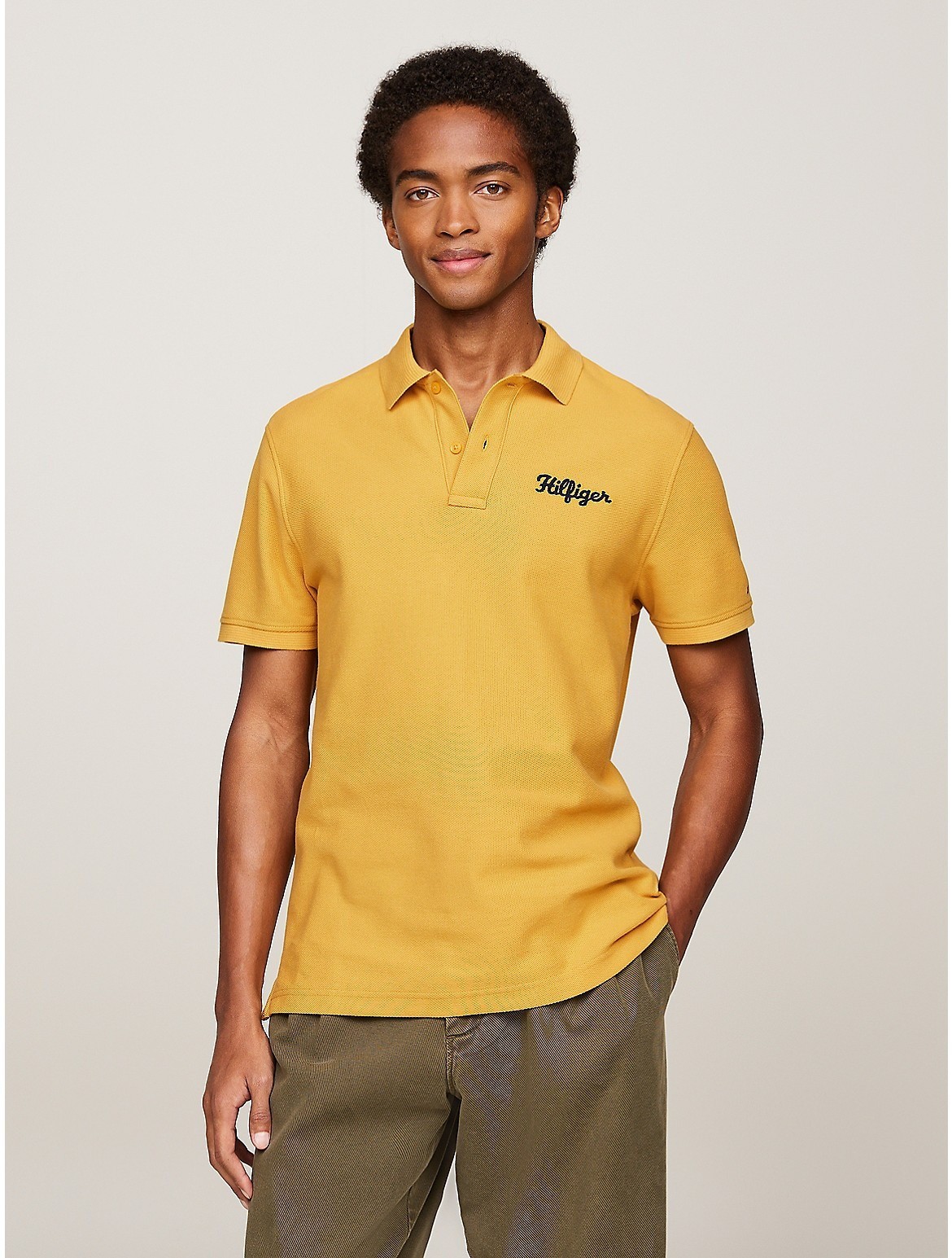 Tommy Hilfiger Mens Regular Fit Hilfiger Stitch Logo Polo Shirt City Yellow XL 7690₽
