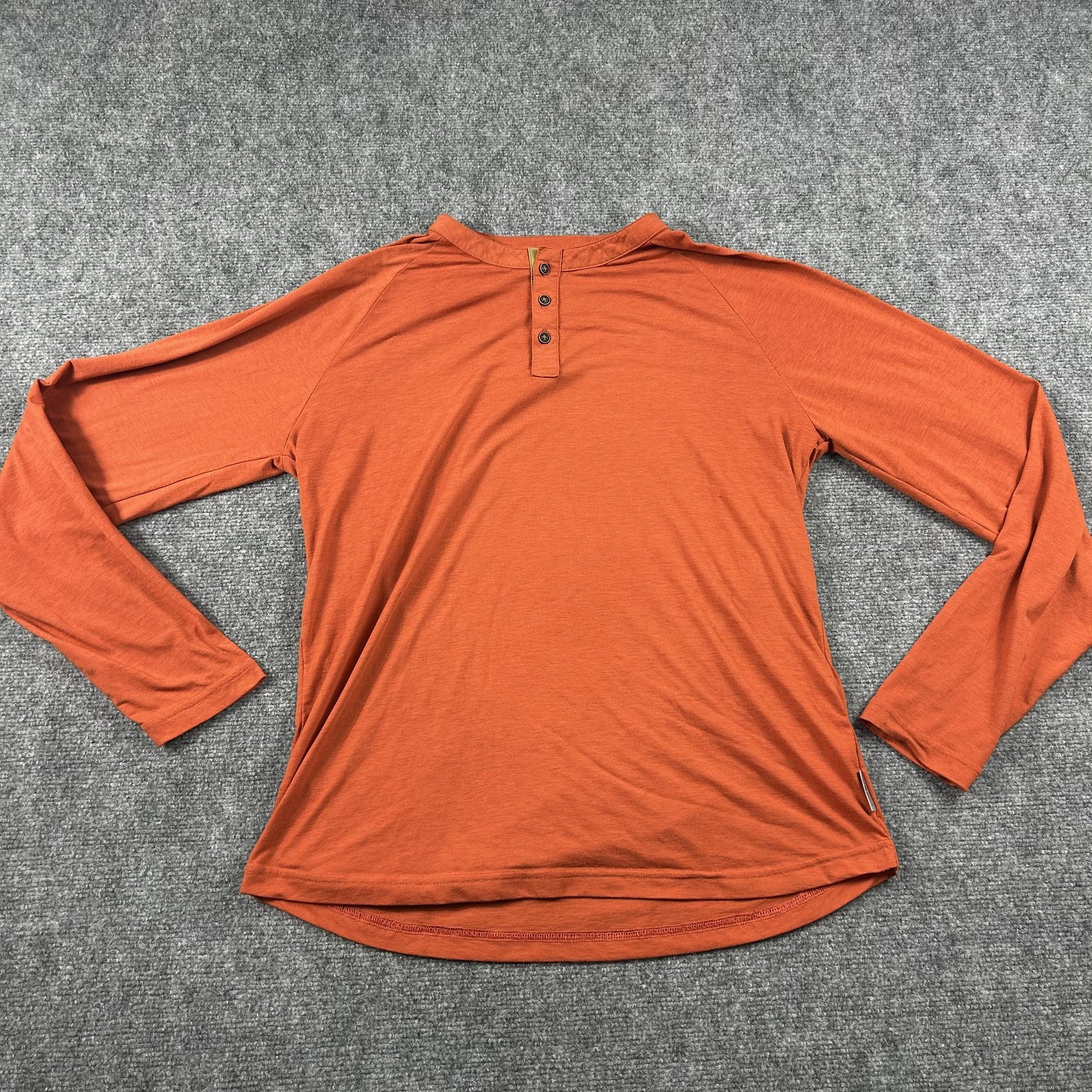 Club Ride Henley Shirt Mens Large Orange Long Sleeve Wool Blend Cycling Top