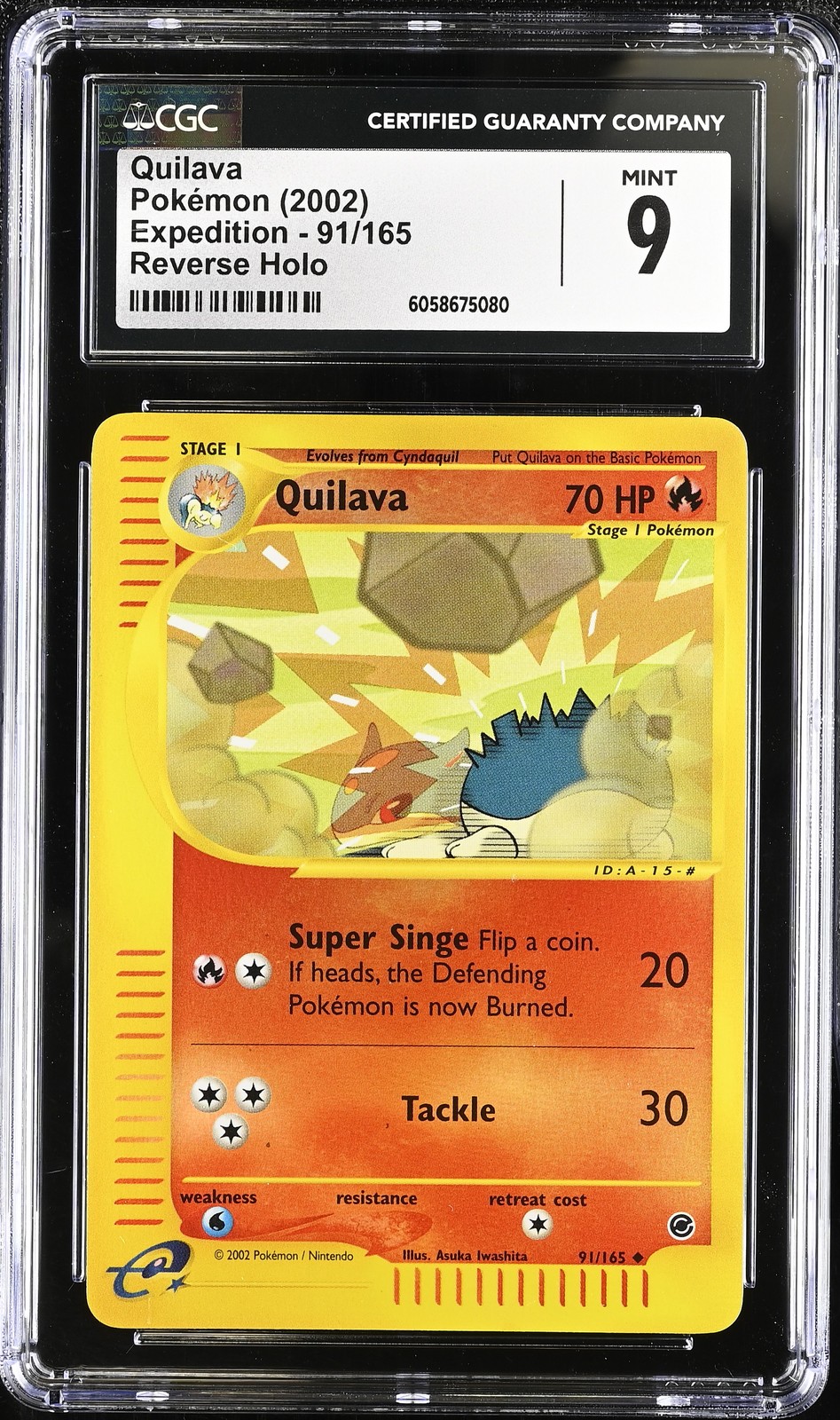 CGC 9 MINT Quilava 2002 Expedition 91/165 Reverse Holo Pokemon Card
