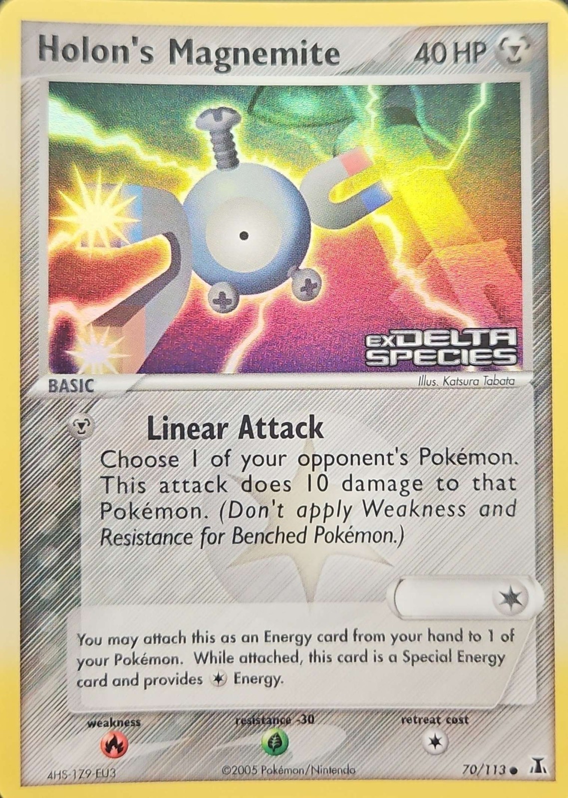 Pokemon Card | Holon's Magnemite EX Delta Species 70/113 Reverse Holo Stamped NM