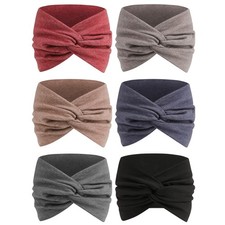 Extra Wide Headbands for Women, 7'' Large 7" Wide, 6Pcs Dark Colors