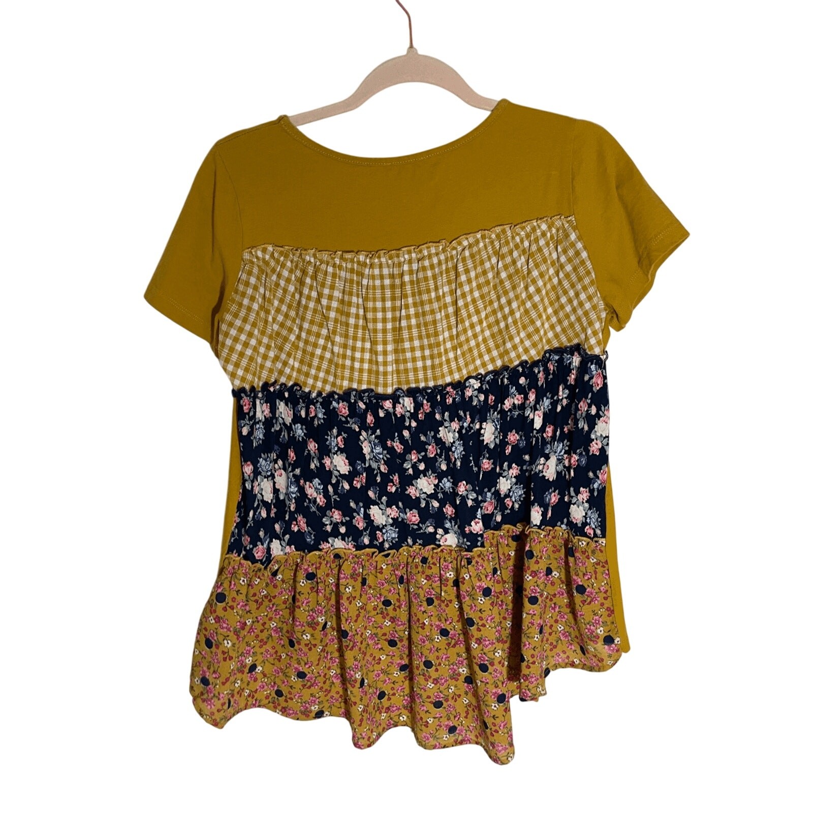 Umgee Yellow Patchwork Quilted Patterned Small Bl… - image 5