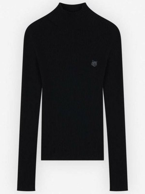 Maison Kitsune Fuchskopf Patch Feinripp Rollkragen 133043039