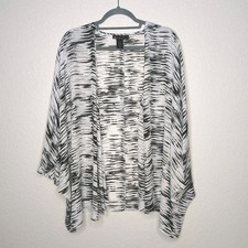 Lane Bryant Plus Size 26 28 Black White Open Front Lightweight Cardigan Top 4x