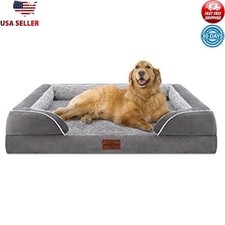 Waterproof Orthopedic XL Dog Bed Bolster Foam Plush Surface Non-Slip Bottom