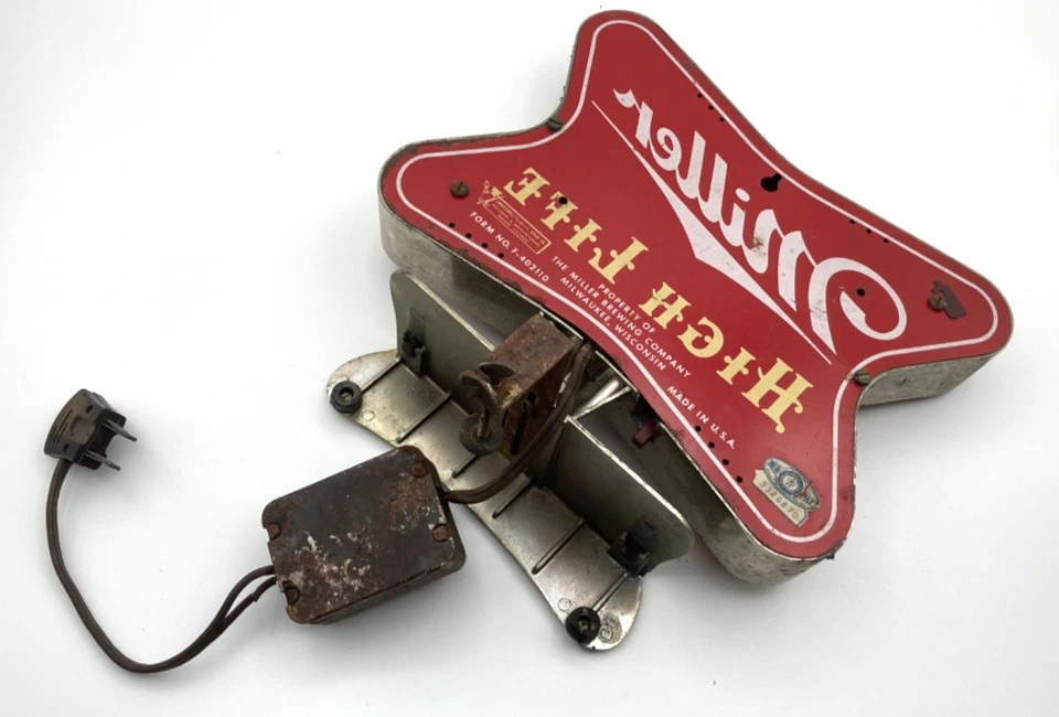 Letrero de barra iluminado vintage Miller High Life Brewery 9x6,5 Plus soporte sin probar Foto 2 de 4