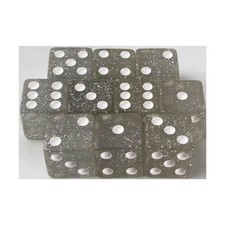 Koplow Glitter Dice d6 16mm Glitter - White Pipped  10 New