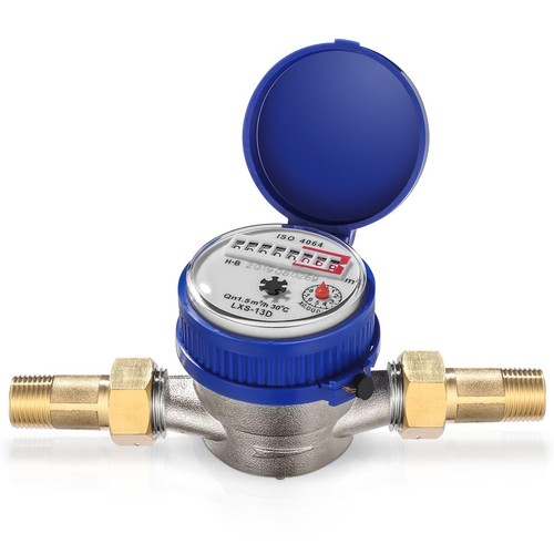 Hemobllo Water Meter Water Flow Meter Cold Water Meter for Garden and Home Us...