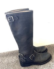 Frye Veronica Tall Black Engineer Harness Zip Buckle Boots Women 7