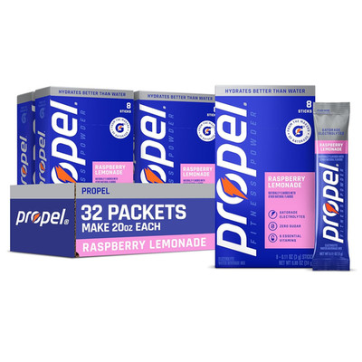 Propel Electrolyte Powder Drink Mix, Raspberry Lemonade, (32 Servings), Zero Sug