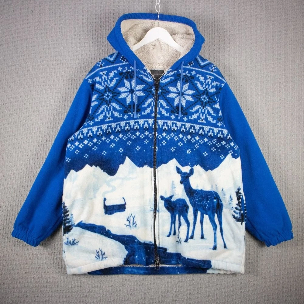 Classic Editions Winter Snow Deer Fleece Jacket