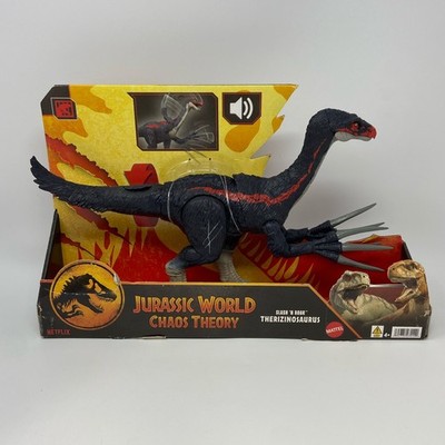 Mattel Jurassic World Slash  N Roar Therizinosaurus, Black/Red, 16