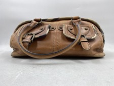 Vintage Burberry Brown Leather Nova House Check Satchel Handbag Made in Italy