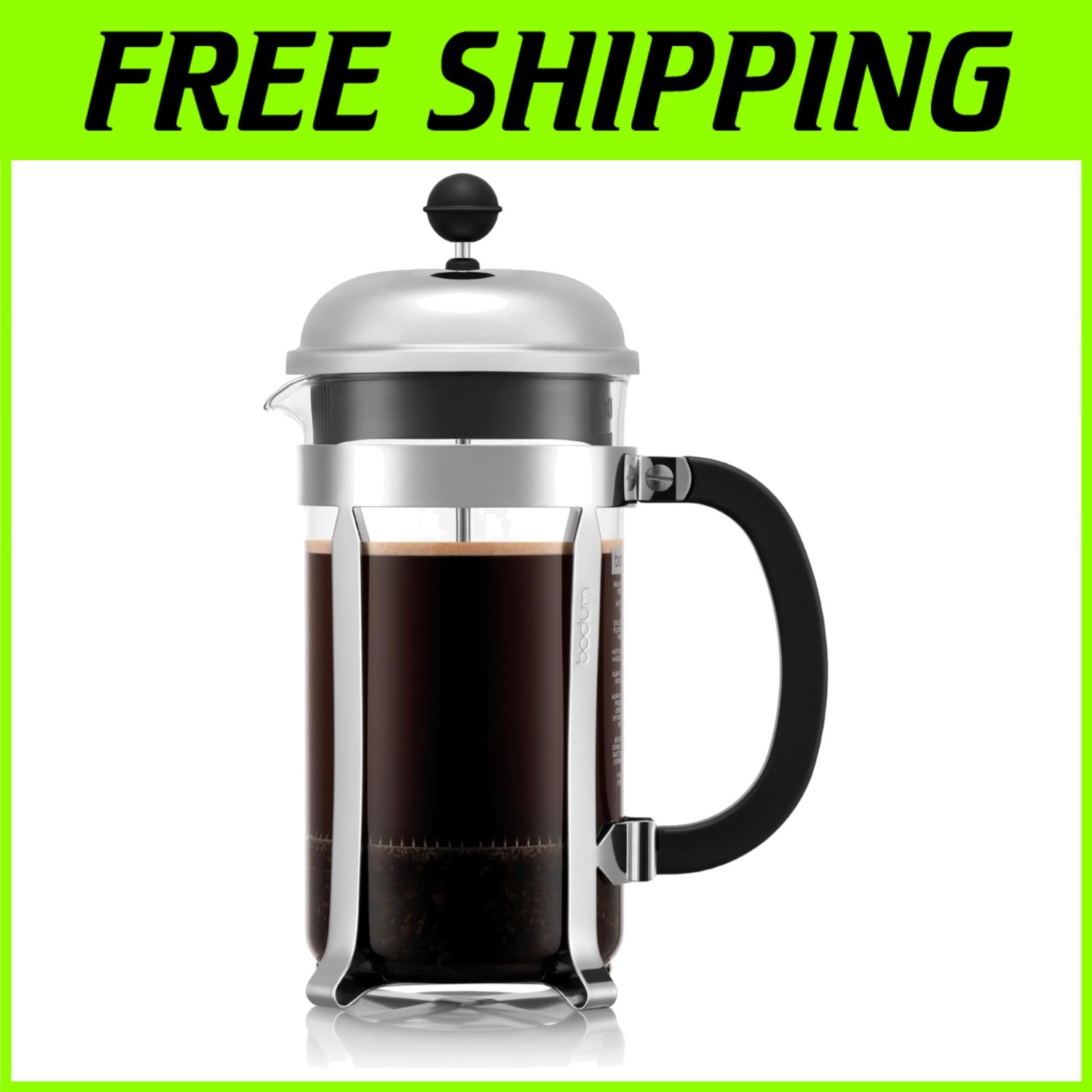 High-Heat Borosilicate Glass French Press, 34oz