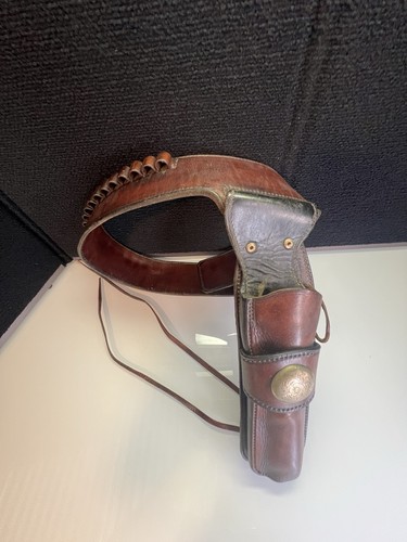 Vintage Western braun Leder RH Waffenholster dickes Leder 3" breit Cowboy Gürtel
