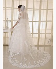 Wedding Veil Lace Edge 1 Tier White 3M Long Train Bridal w/Comb - NEW IN THE BAG