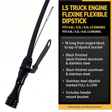 For Ls Truck Engine Flexible Oil Black Dipstick Aluminum Stainless 4.8 5.3 6.0