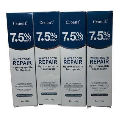 Croent 7.5% nHAP White Tooth Repair Hydroxyapatite Toothpaste Lot Of 4