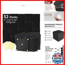 Focusound 52 Pack Acoustic Foam Panels 1" x 12" x 12" Wedge Panels 300PCS