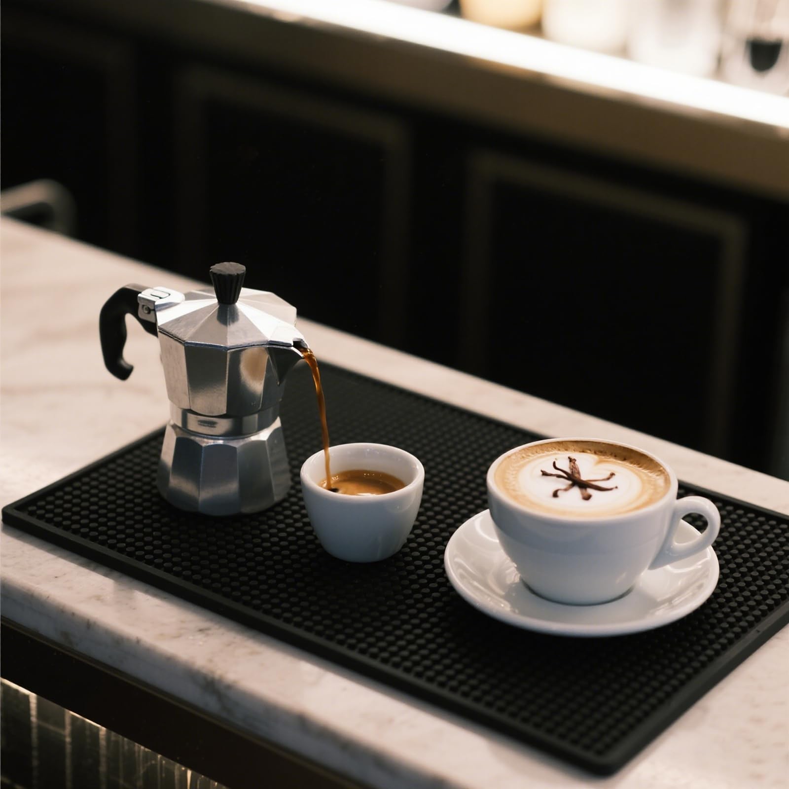 3 Pack 18 x 12 Inch Black Rubber Bar Spill Mat - Slip Resistant Countertop, H...