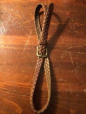 GAP Vintage Genuine Leather Brown Belt Solid Brass Buckle Braided Size M 32-34