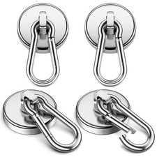 VNDUEEY 100Lbs Strong Magnetic Hooks, 4 Pack Neodymium Grade52 Magnet Hooks H...