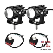 2PCS Motorcycle LED Driving Fog Lights, Super Bright White/Amber 8-80v Flash