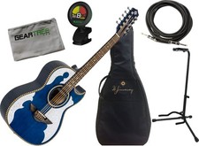 H Jimenez Bajo Quinto LBQ4ETB Trans Blue Acoustic Electric w/ Gig Bag, Cloth, St