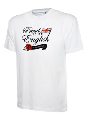 Unisex Proud to Be English T-Shirt St Georges Day Rose Grafik Rundhals Tee UK